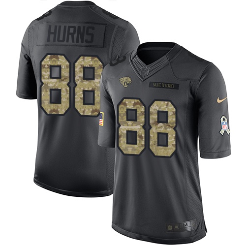 Men's Limited Allen Hurns Nike Jersey Black - #88 2016 Salute to Service NFL Jacksonville Jaguars